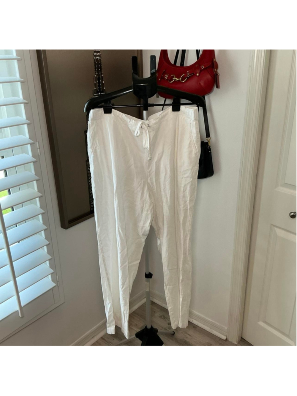 Vince Camuto White Linen Blend Drawstring Pants Size XL